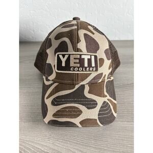 Yeti Colors Men's‎ Desert Camo Trucker Snapback Hat-Brown Tan EUC